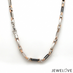 Load image into Gallery viewer, 4mm Platinum 18K Rose Gold Chain with Black Ceramic for Men JL PT CH 1438
