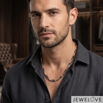 Load image into Gallery viewer, 3.5mm Platinum + 18K Rose Gold Chain with Black Ceramic for Men JL PT CH 1439
