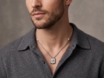 Load image into Gallery viewer, Platinum Rose Gold Moving Anxiety Relief Diamond Pendant Chain for Men JL PT CH 1455
