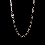 Load image into Gallery viewer, 3.5mm Platinum Rectangular links with Round Rose Gold Kadi Chain for Men JL PT CH 1497
