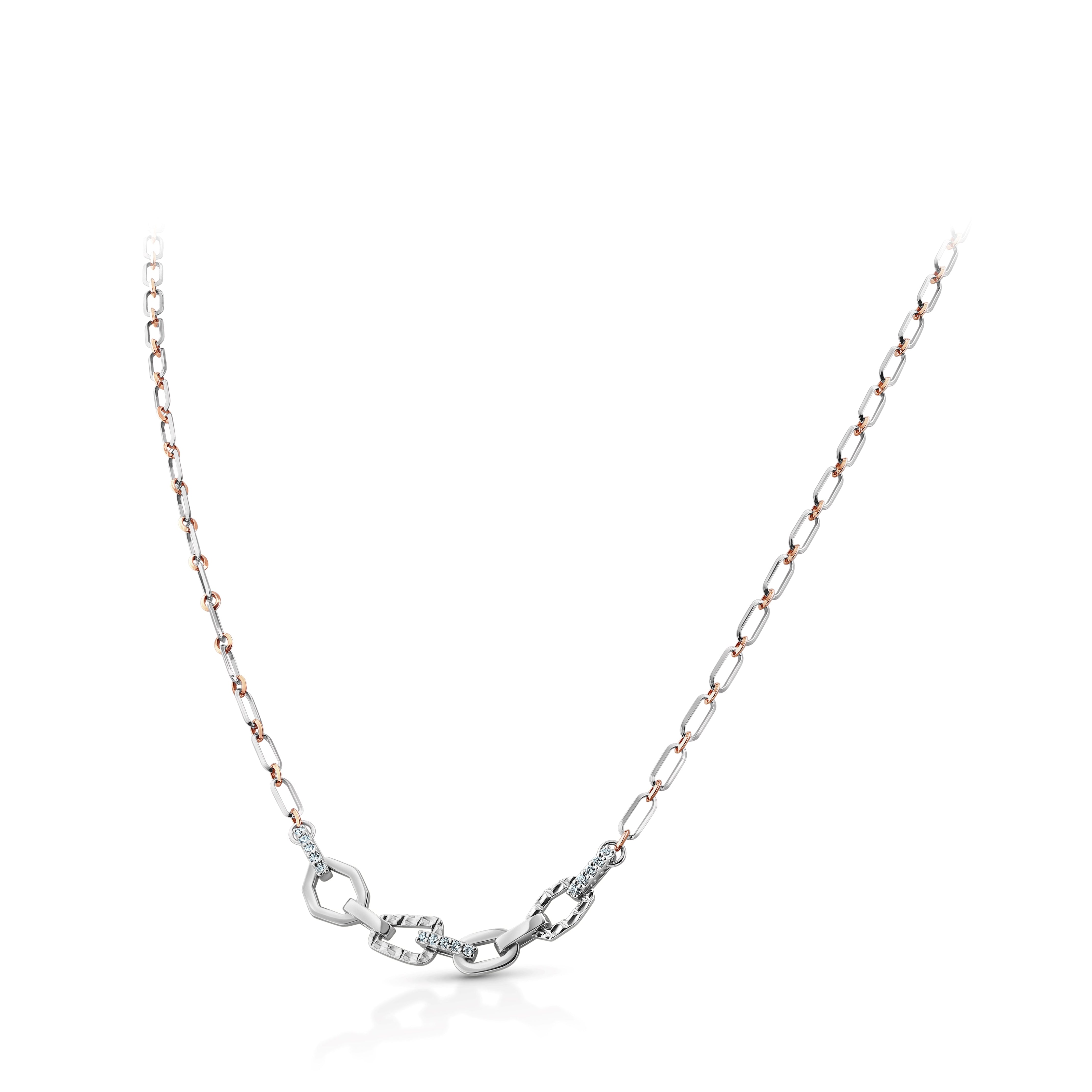 Evara Platinum Diamond Necklace with Pt + Rose Gold Chain JL PT CH 206   Jewelove.US