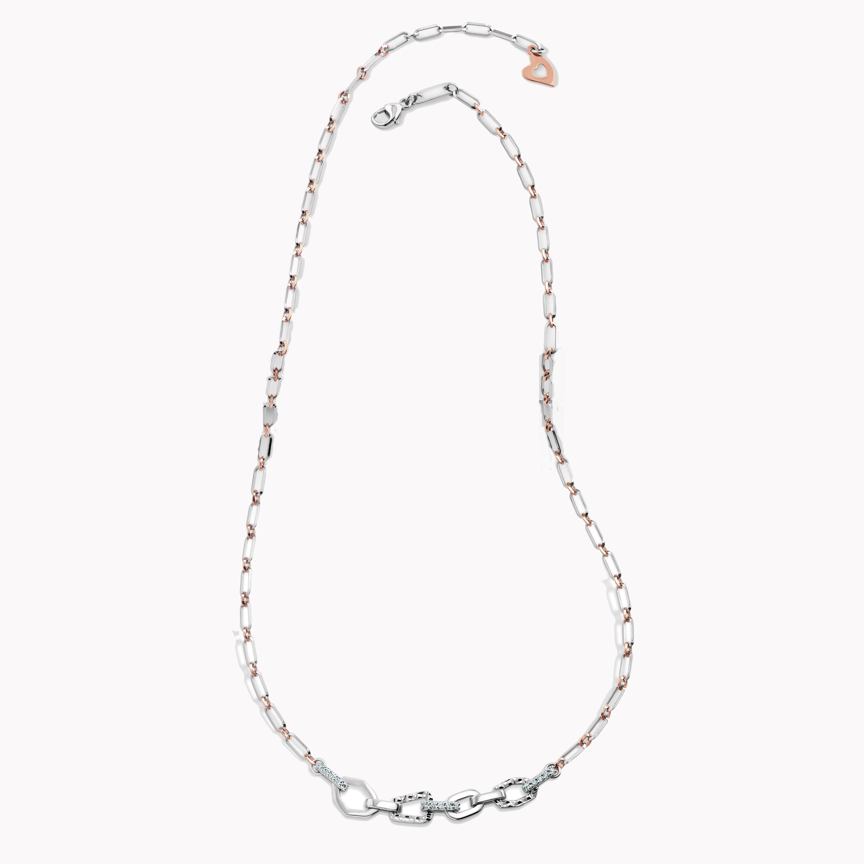 Evara Platinum Diamond Necklace with Pt + Rose Gold Chain JL PT CH 206   Jewelove.US