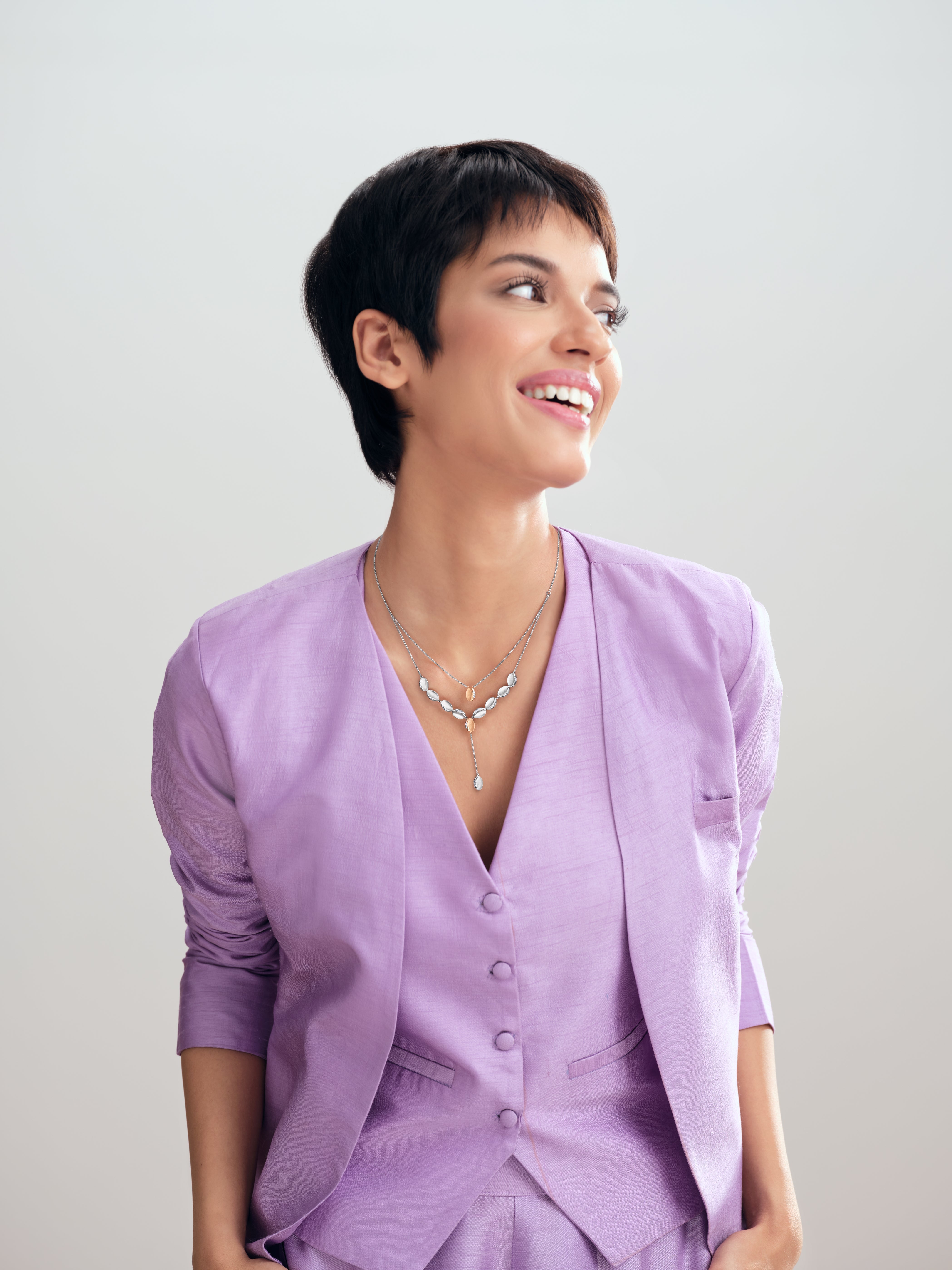 Evara Platinum Rose Gold Diamond Necklace Chain JL PT CH 207   Jewelove.US