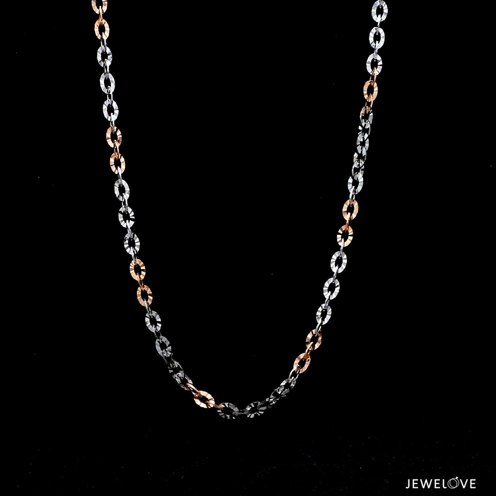 3mm Japanese Platinum Rose Gold Chain with Shiny Texture for Women JL PT CH 659R   Jewelove.US