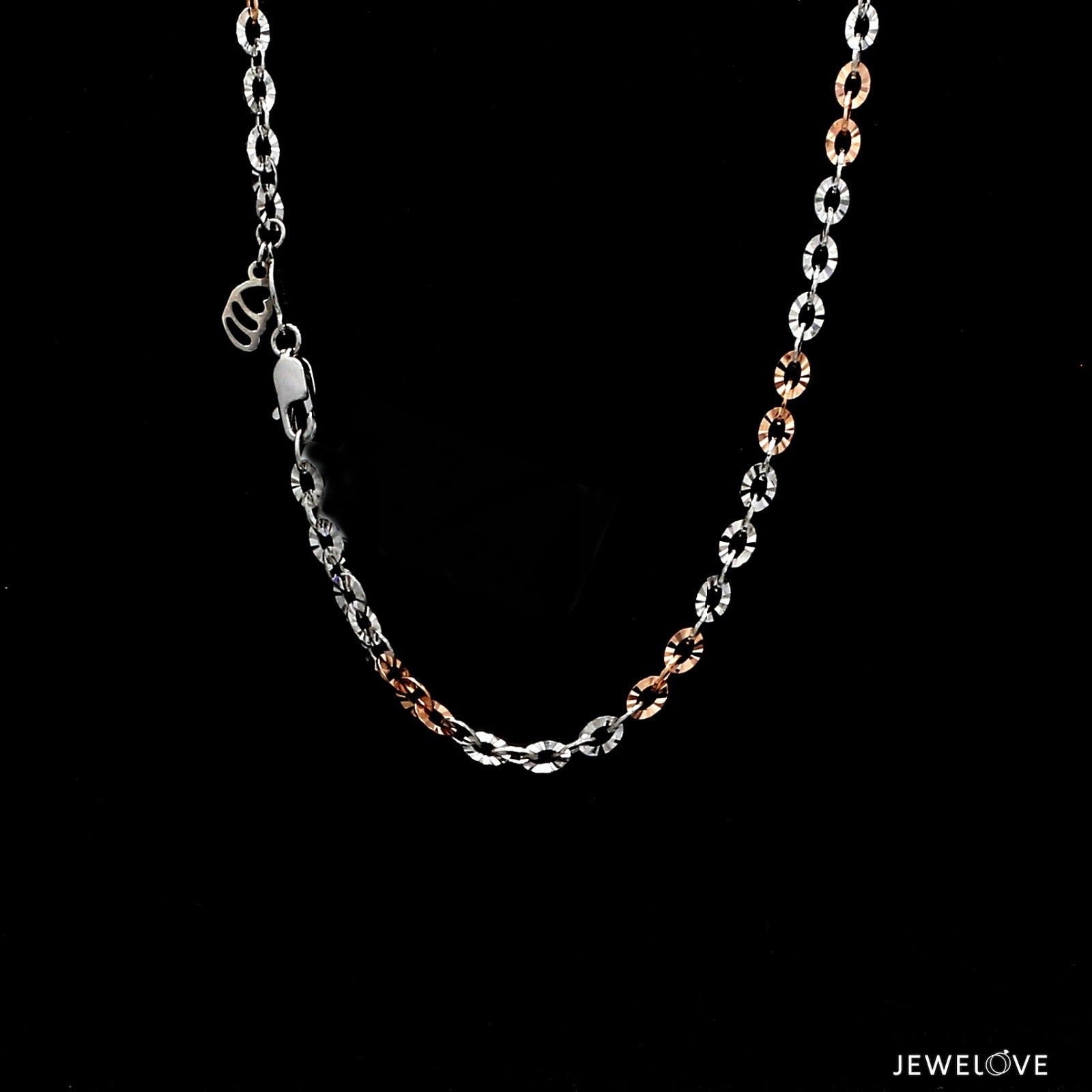 3mm Japanese Platinum Rose Gold Chain with Shiny Texture for Women JL PT CH 659R   Jewelove.US