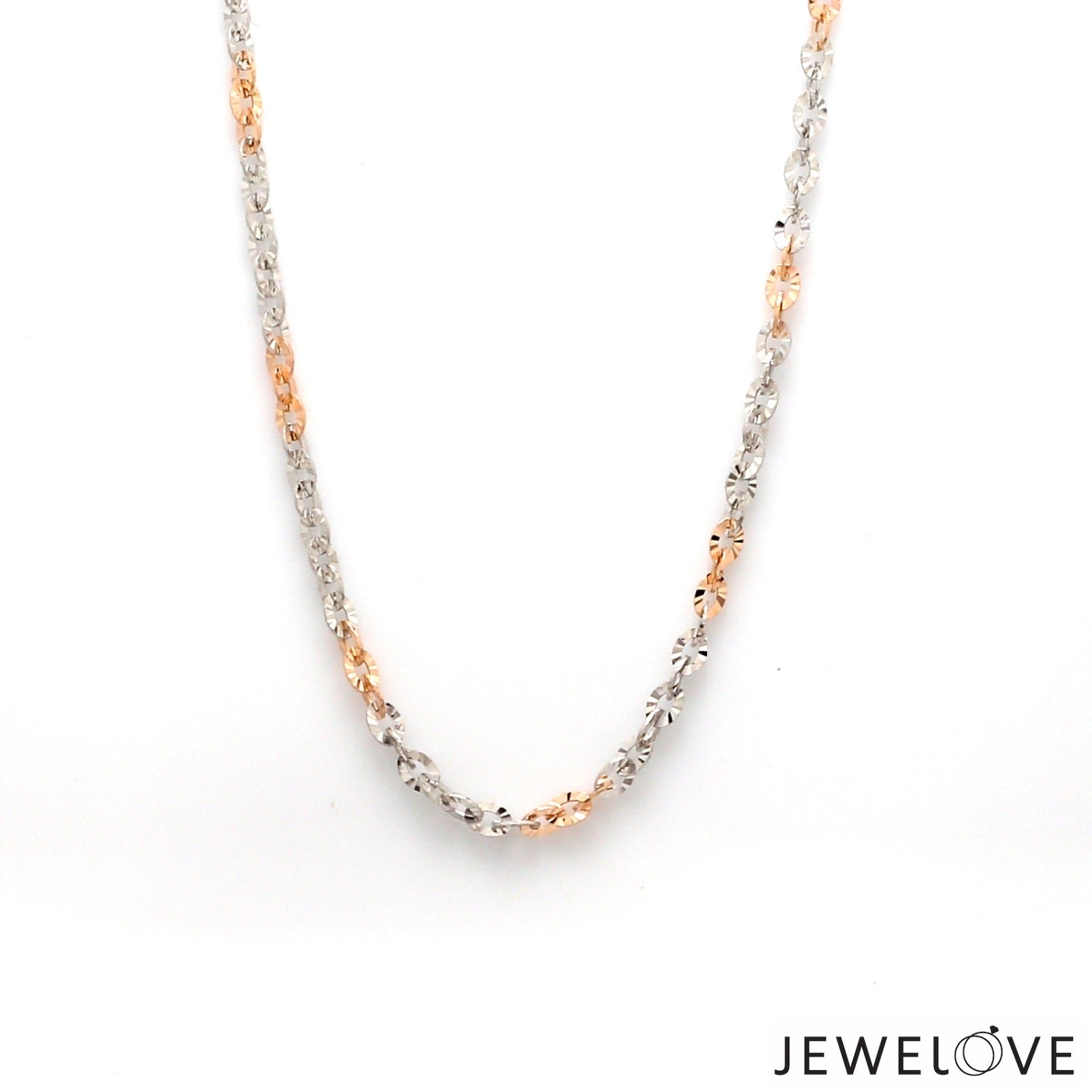 3mm Japanese Platinum Rose Gold Chain with Shiny Texture for Women JL PT CH 659R   Jewelove.US