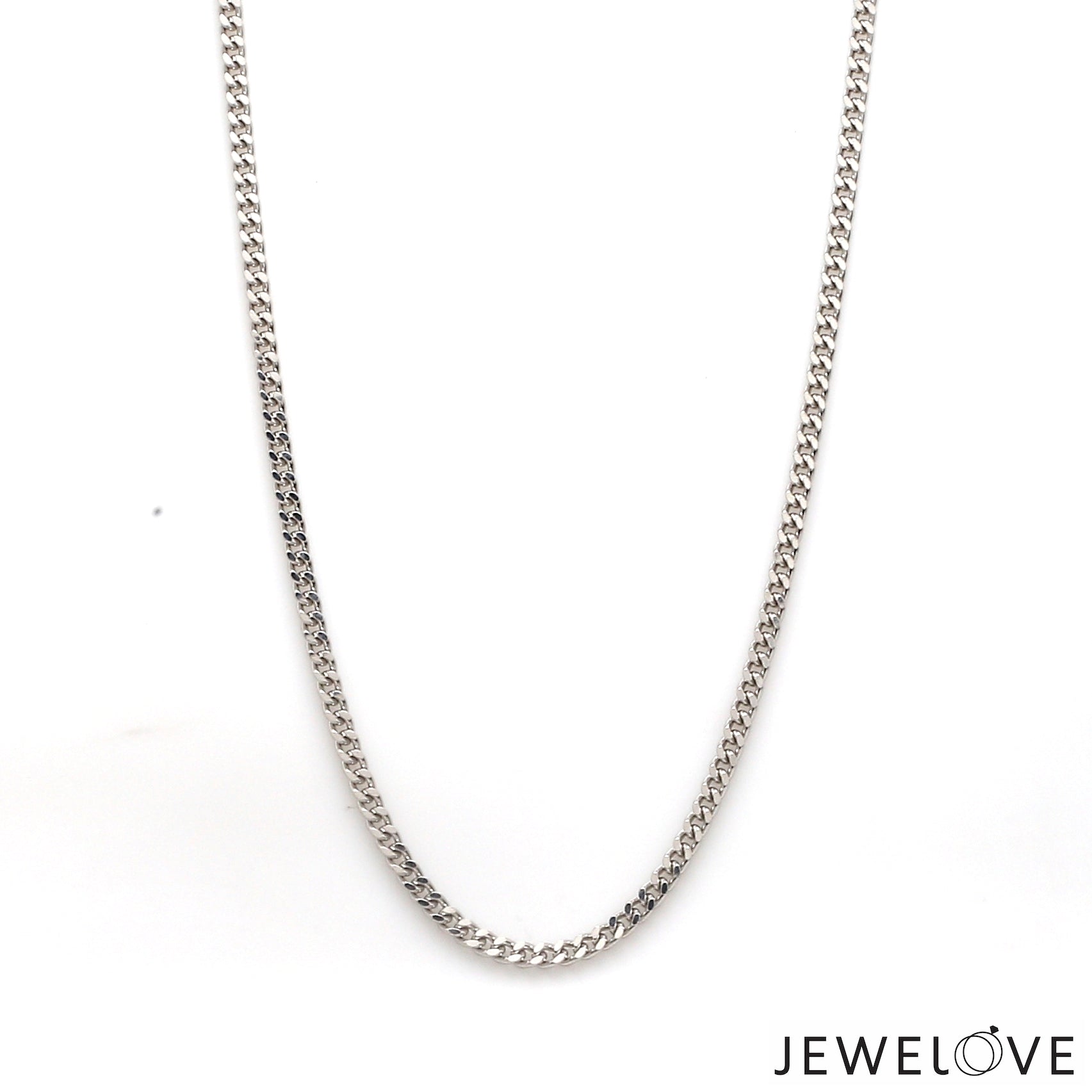 2.25mm Japanese Platinum Curb Chain Uni-sex JL PT CH 982-B   Jewelove.US