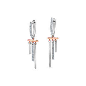 Designer Evara Platinum Rose Gold Diamonds Earrings for Women JL PT E 310   Jewelove.US