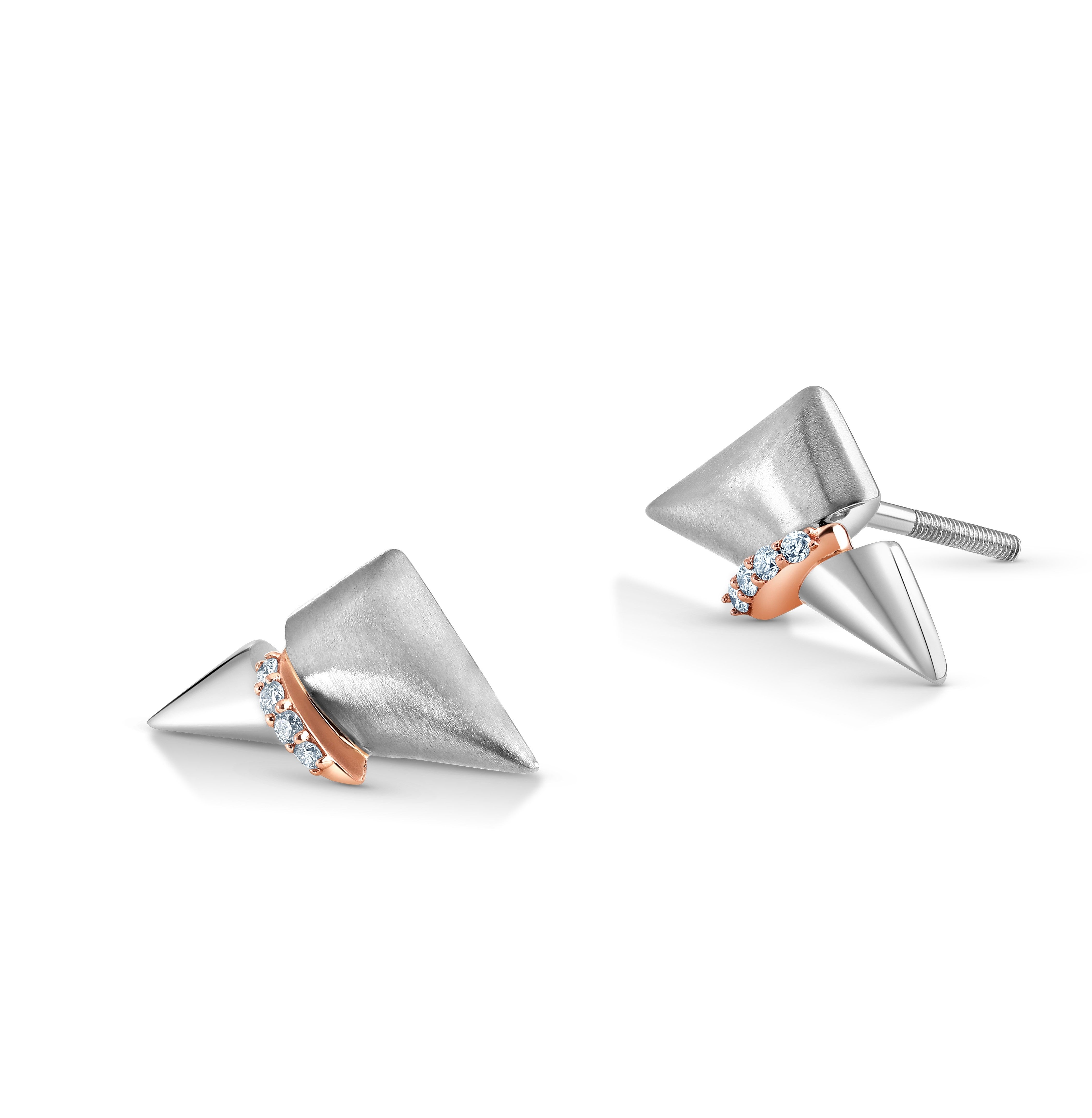 Evara Platinum Rose Gold Diamonds Earrings for Women JL PT E 312   Jewelove.US