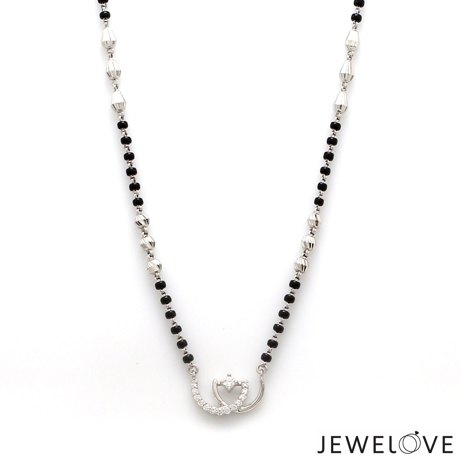 Platinum Diamond Mangalsutra Pendant with Cable Chain & Diamond Cut Balls  JL PT MS 110   Jewelove.US