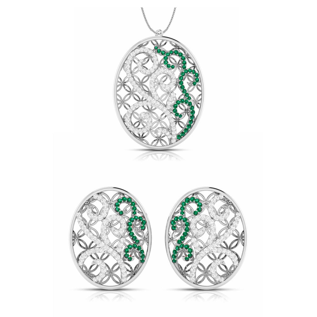 Platinum Diamond Pendant Set with Emerald JL PT PE NL8605E  Pendant-Set Jewelove.US