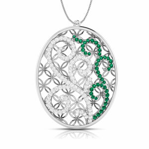 Platinum Diamond Pendant Set with Emerald JL PT PE NL8605E  Pendant-only Jewelove.US