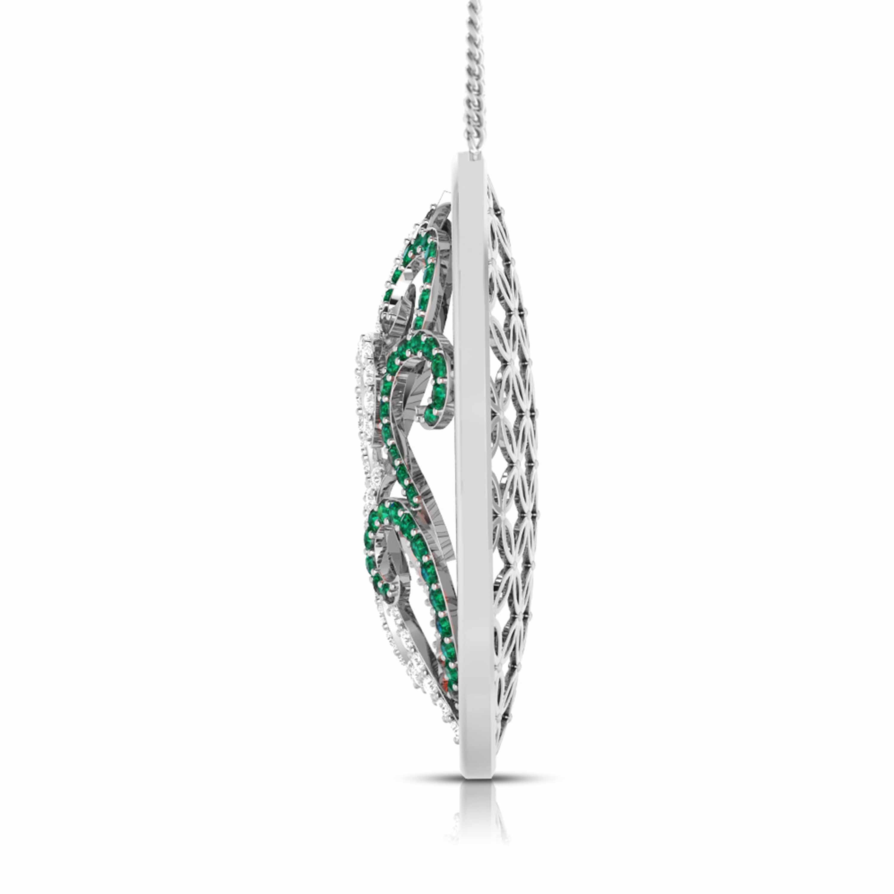 Platinum Diamond Pendant Set with Emerald JL PT PE NL8605E   Jewelove.US