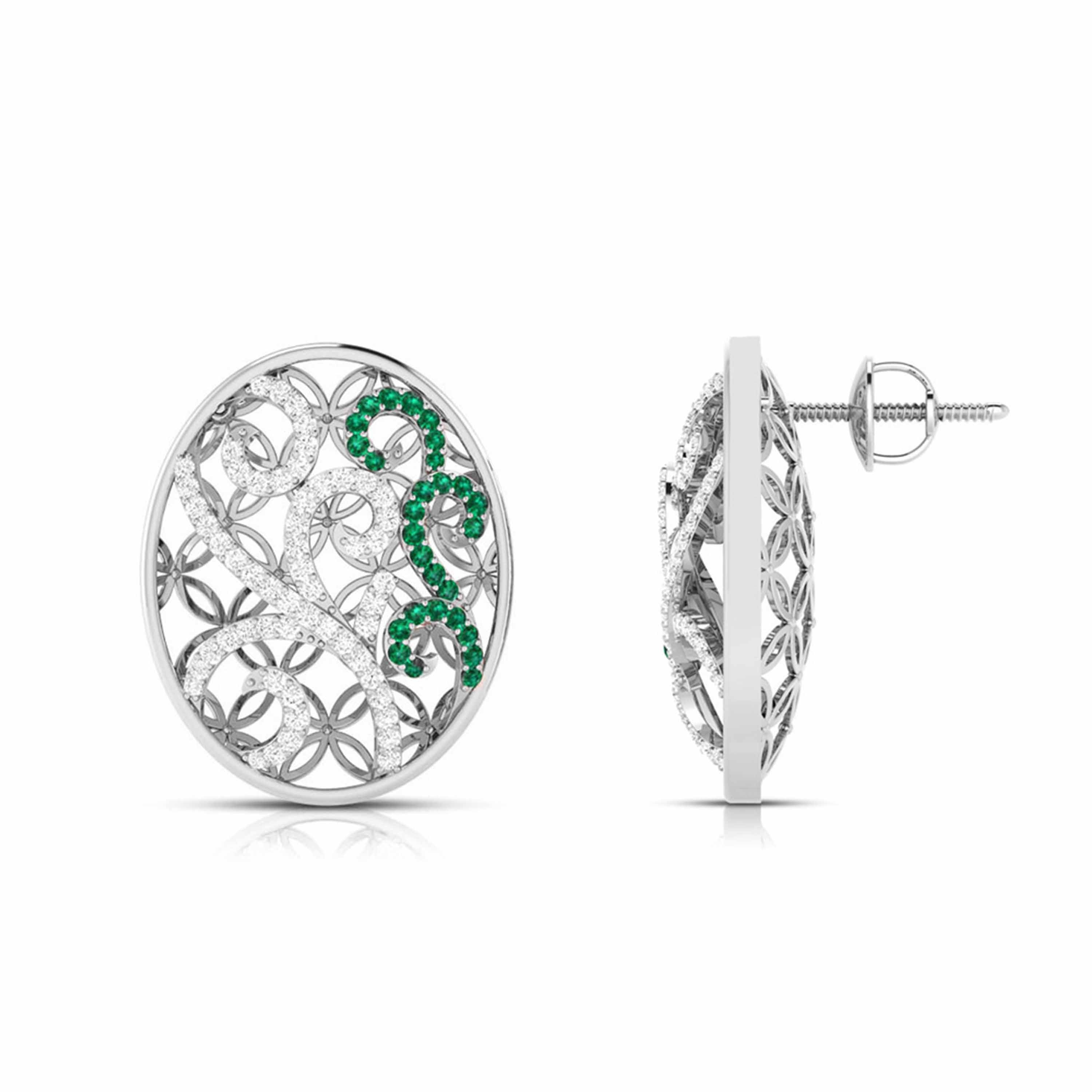 Platinum Diamond Pendant Set with Emerald JL PT PE NL8605E   Jewelove.US