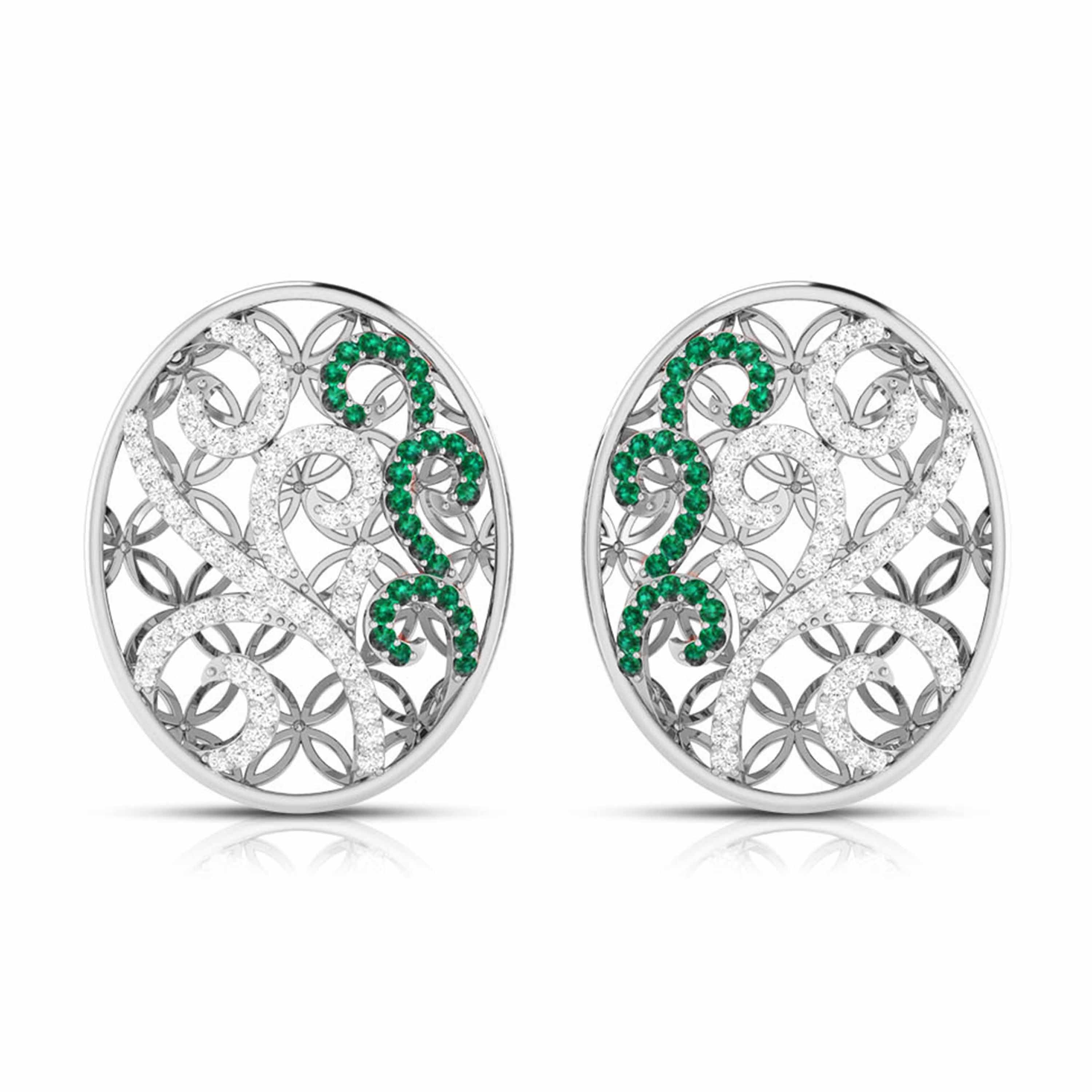 Platinum Diamond Pendant Set with Emerald JL PT PE NL8605E  Earrings-only Jewelove.US