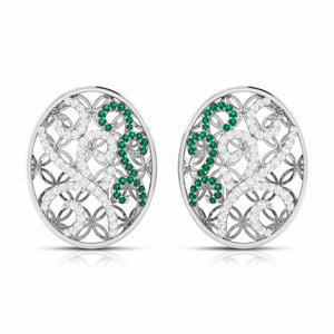 Platinum Diamond Pendant Set with Emerald JL PT PE NL8605E  Earrings-only Jewelove.US