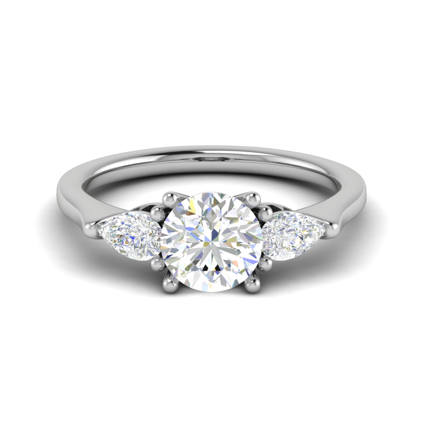 50-Pointer Solitaire Pear Diamonds Accents Platinum Ring JL PT R3 RD 124-B   Jewelove.US