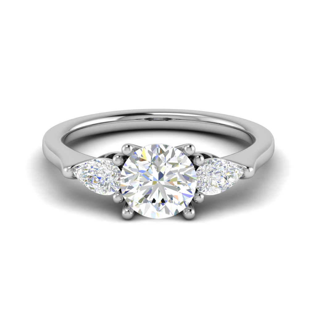 30-Pointer Solitaire Pear Diamonds Accents Platinum Ring JL PT R3 RD 124-C   Jewelove.US