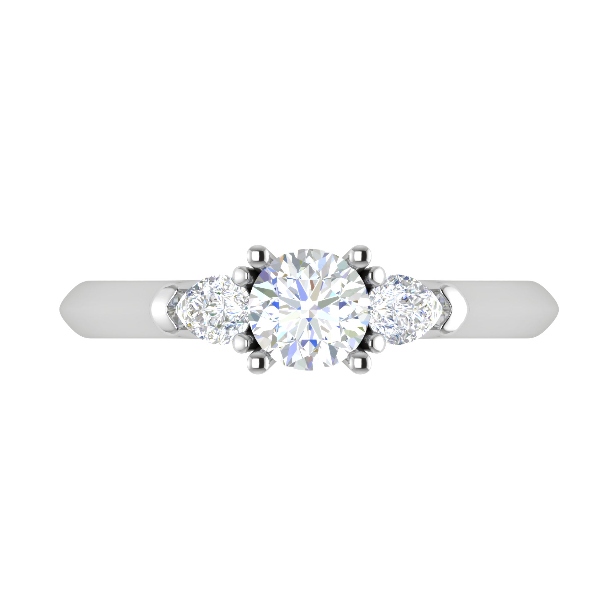 50-Pointer Solitaire Pear Cut Diamonds Accents Platinum Ring JL PT R3 RD 157-A   Jewelove.US