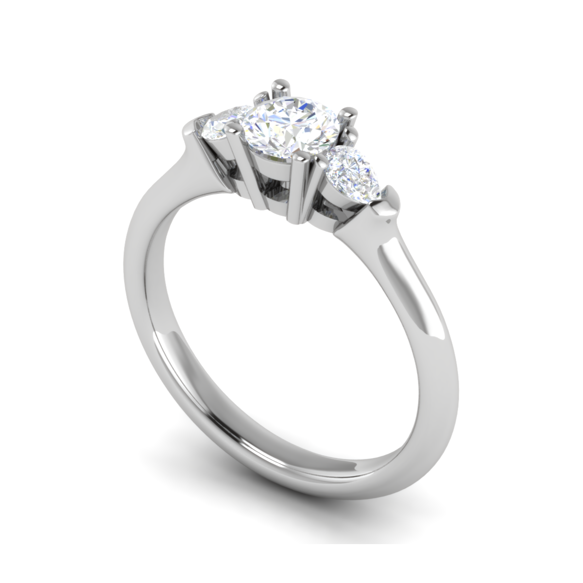 50-Pointer Solitaire Pear Cut Diamonds Accents Platinum Ring JL PT R3 RD 157-A   Jewelove.US