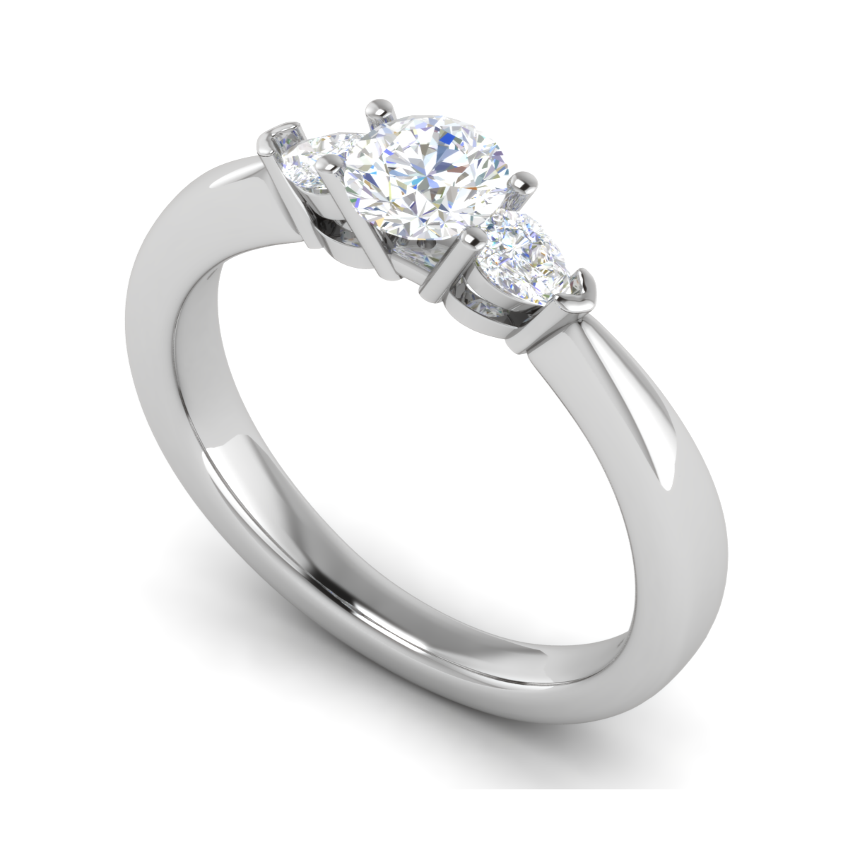 50-Pointer Solitaire Pear Cut Diamonds Accents Platinum Ring JL PT R3 RD 170-A   Jewelove.US