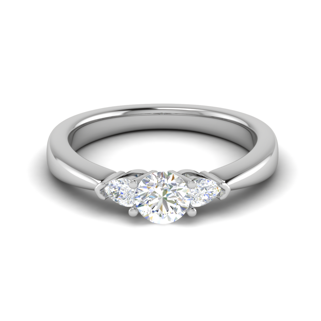 70-Pointer Solitaire Pear Cut Diamonds Accents Platinum Ring JL PT R3 RD 170-B   Jewelove.US