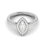 Load image into Gallery viewer, 30-Pointer Marquise Cut Solitaire Halo Diamond Shank Platinum Ring JL PT RH MQ 122   Jewelove.US
