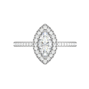 30-Pointer Marquise Cut Solitaire Halo Diamond Shank Platinum Ring JL PT RH MQ 122   Jewelove.US