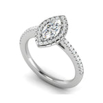 Load image into Gallery viewer, 30-Pointer Marquise Cut Solitaire Halo Diamond Shank Platinum Ring JL PT RH MQ 122   Jewelove.US
