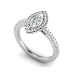 Load image into Gallery viewer, 50-Pointer Marquise Cut Solitaire Halo Diamond Shank Platinum Ring JL PT RH MQ 122-A   Jewelove.US
