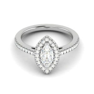 50-Pointer Marquise Cut Solitaire Halo Diamond Shank Platinum Ring JL PT RH MQ 122-A   Jewelove.US