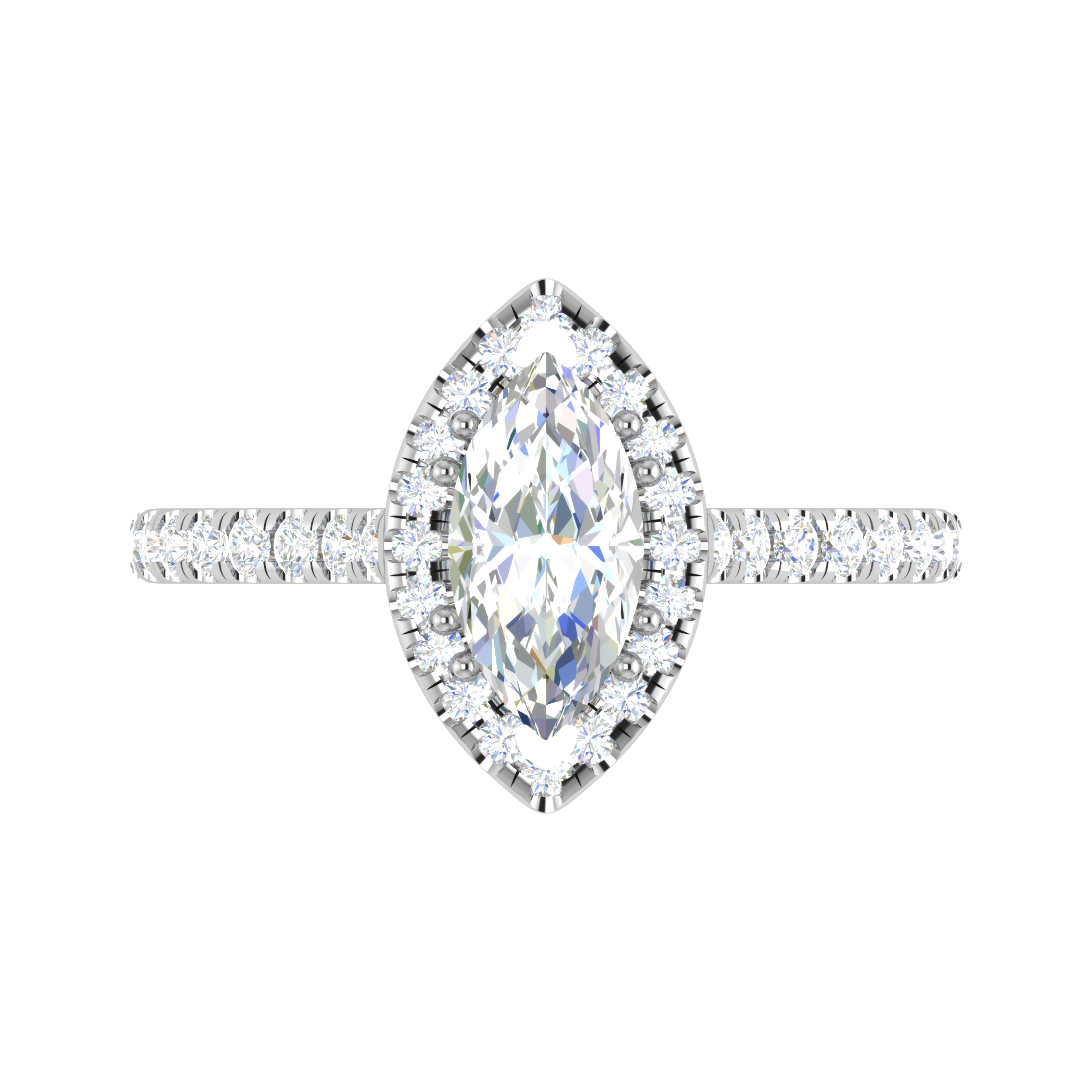 30-Pointer Marquise Cut Solitaire Halo Diamond Shank Platinum Ring JL PT RH MQ 140   Jewelove.US