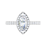 Load image into Gallery viewer, 70-Pointer Marquise Cut Solitaire Halo Diamond Shank Platinum Ring JL PT RH MQ 140-B   Jewelove.US
