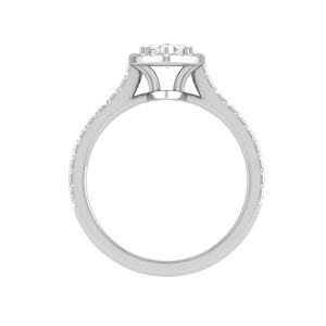 50-Pointer Marquise Cut Solitaire Halo Diamond Shank Platinum Ring JL PT RH MQ 140-A   Jewelove.US
