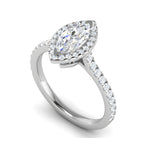 Load image into Gallery viewer, 30-Pointer Marquise Cut Solitaire Halo Diamond Shank Platinum Ring JL PT RH MQ 140   Jewelove.US
