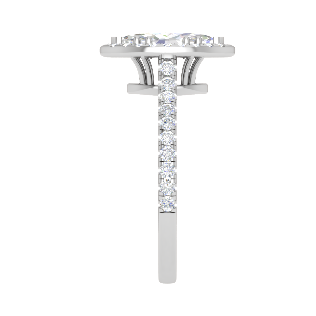 50-Pointer Marquise Cut Solitaire Halo Diamond Shank Platinum Ring JL PT RH MQ 140-A   Jewelove.US