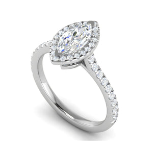 70-Pointer Marquise Cut Solitaire Halo Diamond Shank Platinum Ring JL PT RH MQ 140-B   Jewelove.US