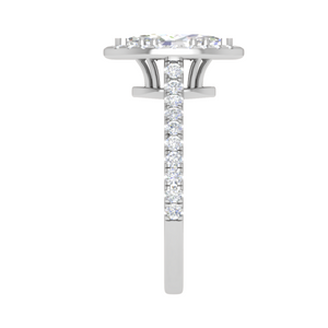 70-Pointer Marquise Cut Solitaire Halo Diamond Shank Platinum Ring JL PT RH MQ 140-B   Jewelove.US