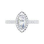Load image into Gallery viewer, 50-Pointer Marquise Cut Solitaire Halo Diamond Shank Platinum Ring JL PT RH MQ 140-A   Jewelove.US
