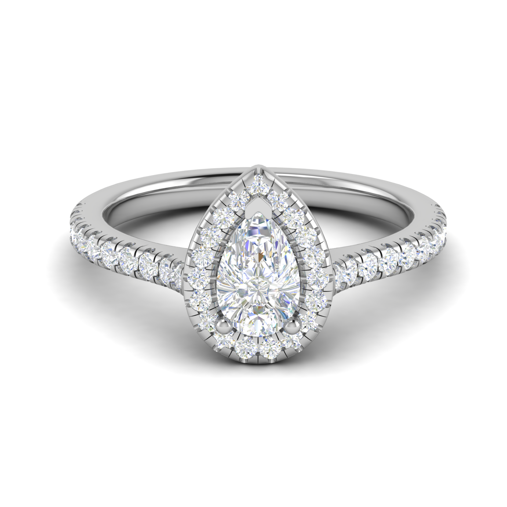 30-Pointer Solitaire Pear Diamond Accents Platinum Ring JL PT RH PS 137   Jewelove.US