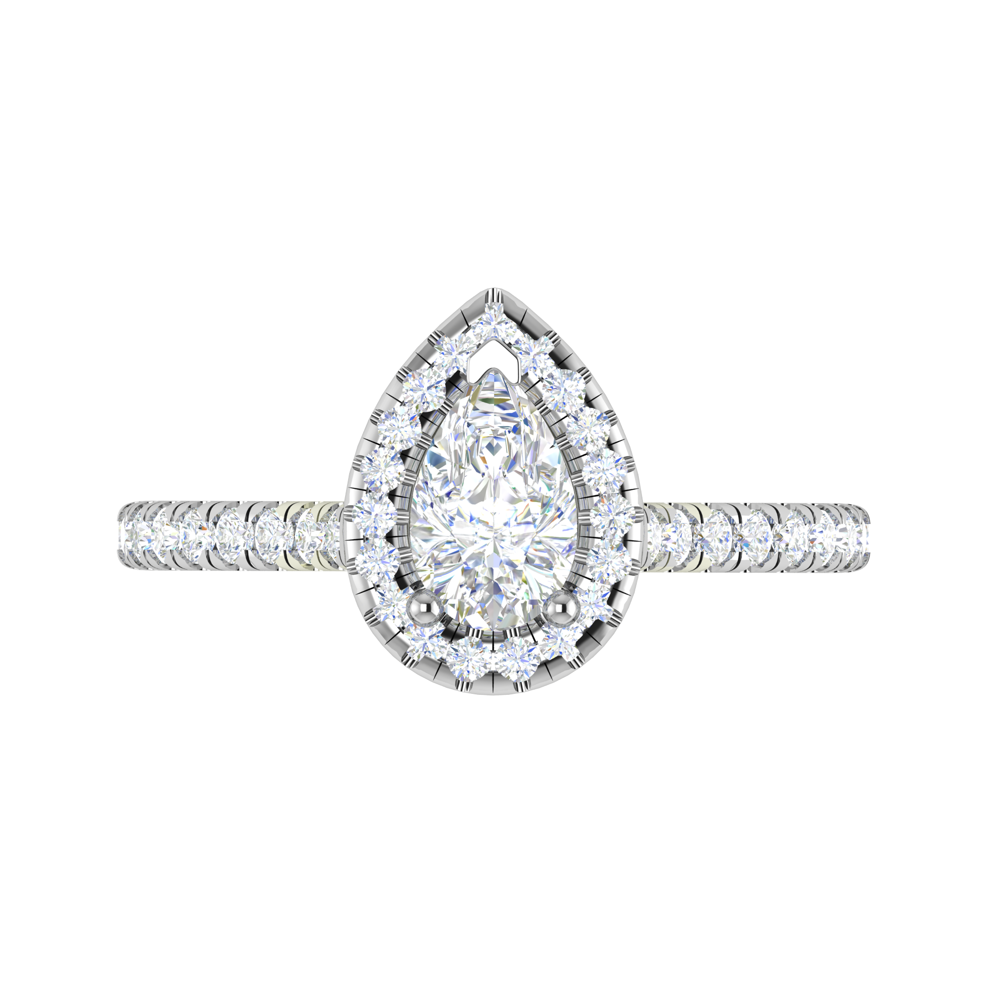 70-Pointer Solitaire Pear Diamond Accents Platinum Ring JL PT RH PS 137-B   Jewelove.US