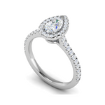 Load image into Gallery viewer, 30-Pointer Solitaire Pear Diamond Accents Platinum Ring JL PT RH PS 137   Jewelove.US
