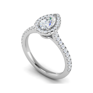 30-Pointer Solitaire Pear Diamond Accents Platinum Ring JL PT RH PS 137   Jewelove.US