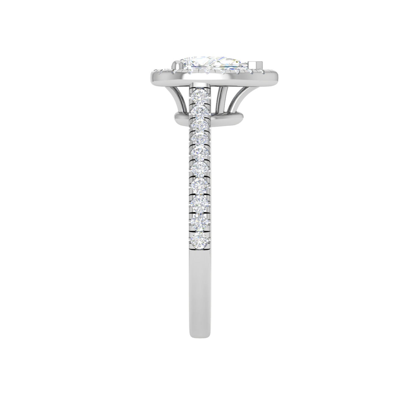70-Pointer Solitaire Pear Diamond Accents Platinum Ring JL PT RH PS 137-B   Jewelove.US