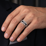 Load image into Gallery viewer, Men of Platinum | Moving Anxiety Relief Platinum Diamond Ring with Black Enamel for Men JL PT 1490
