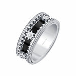 Load image into Gallery viewer, Men of Platinum | Moving Anxiety Relief Platinum Diamond Ring with Black Enamel for Men JL PT 1490
