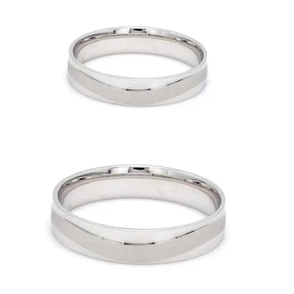 Japanese Plain Platinum Couple Rings with a Matte Finish Wave JL PT 610   Jewelove.US
