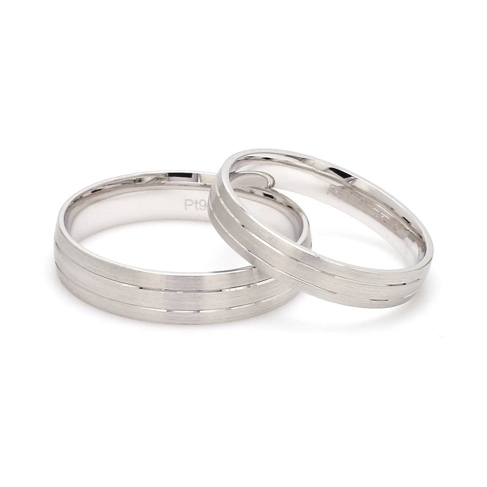 Japanese Platinum Love Bands with 2 Sleek Grooves JL PT 535   Jewelove.US