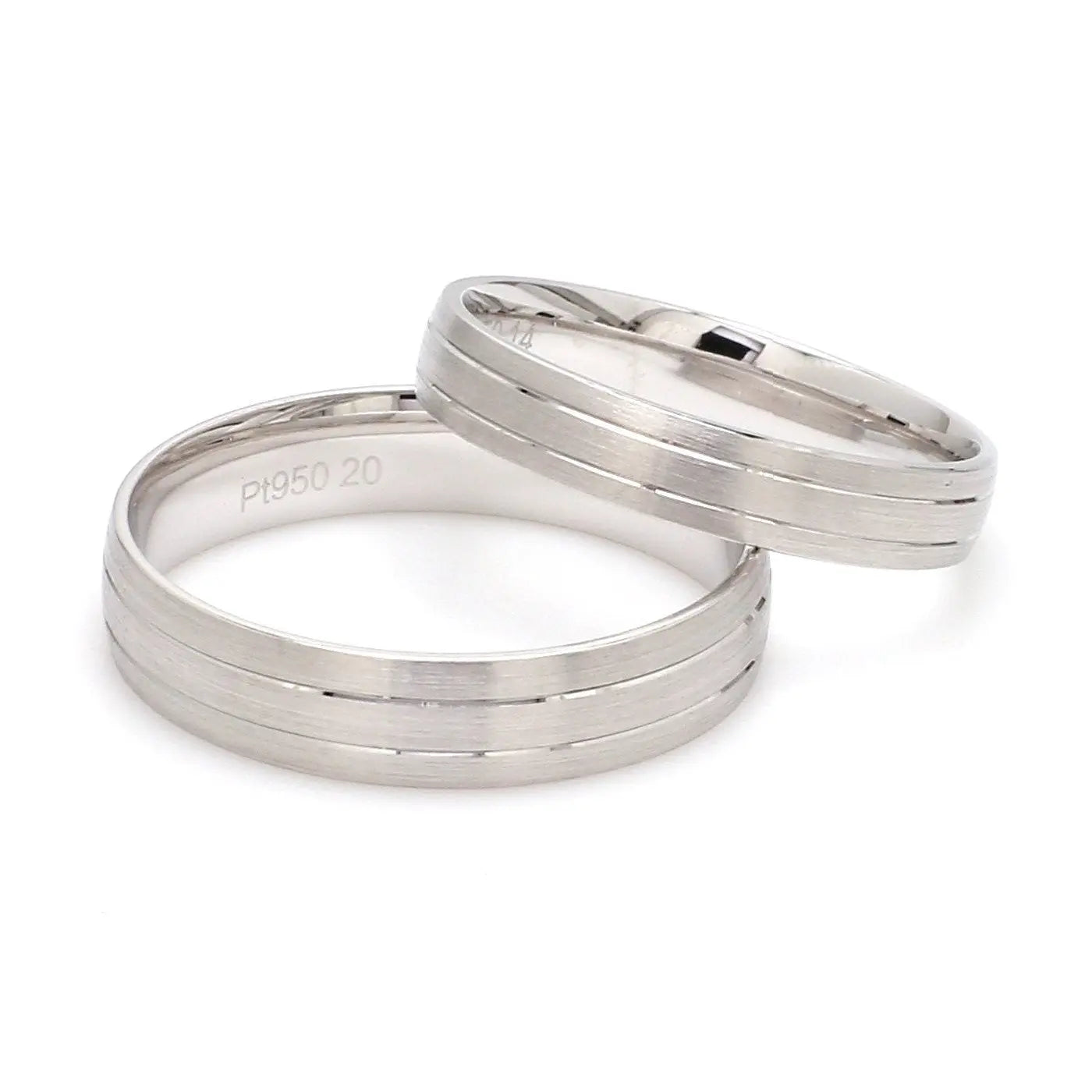 Japanese Platinum Love Bands with 2 Sleek Grooves JL PT 535   Jewelove.US