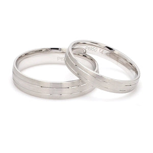 Japanese Platinum Love Bands with 2 Sleek Grooves JL PT 535  Both Jewelove.US